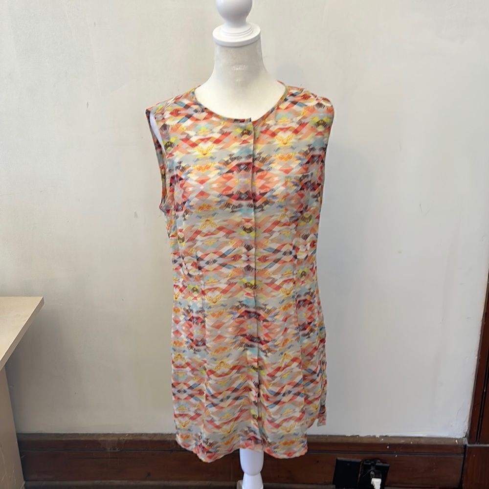 Cabi sheer patterned sleeveless split side tunic Size S